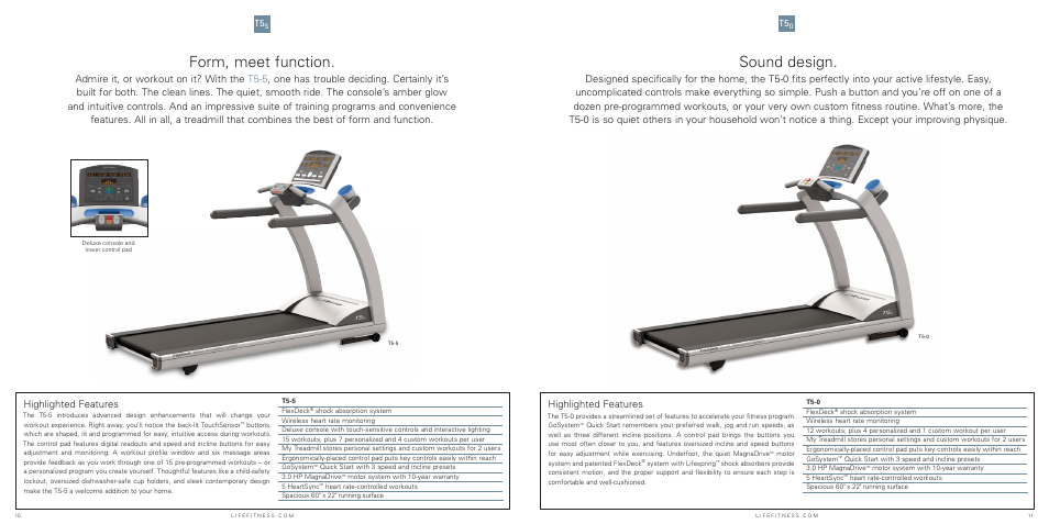 Form, meet function, Sound design, Highlighted features | Life Fitness T7 Treadmill User Manual | Page 6 / 8