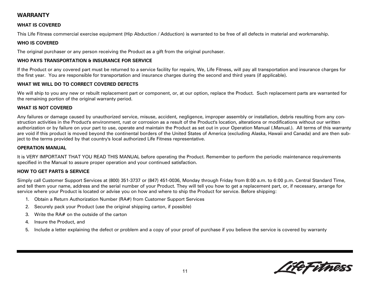 Life Fitness Ab/Back Machine User Manual | Page 11 / 16