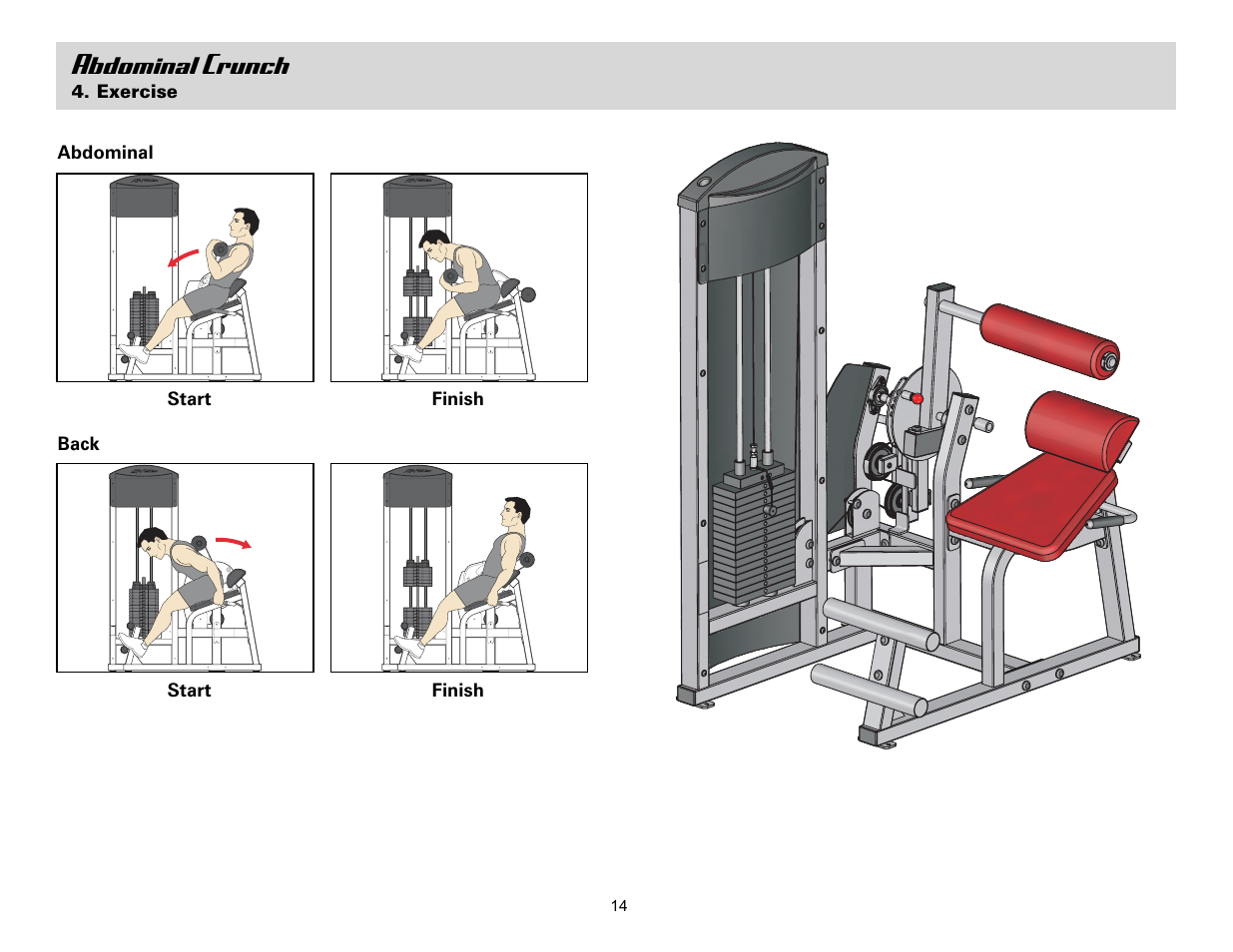 Abdominal crunch | Life Fitness Ab/Back Machine User Manual | Page 14 / 16