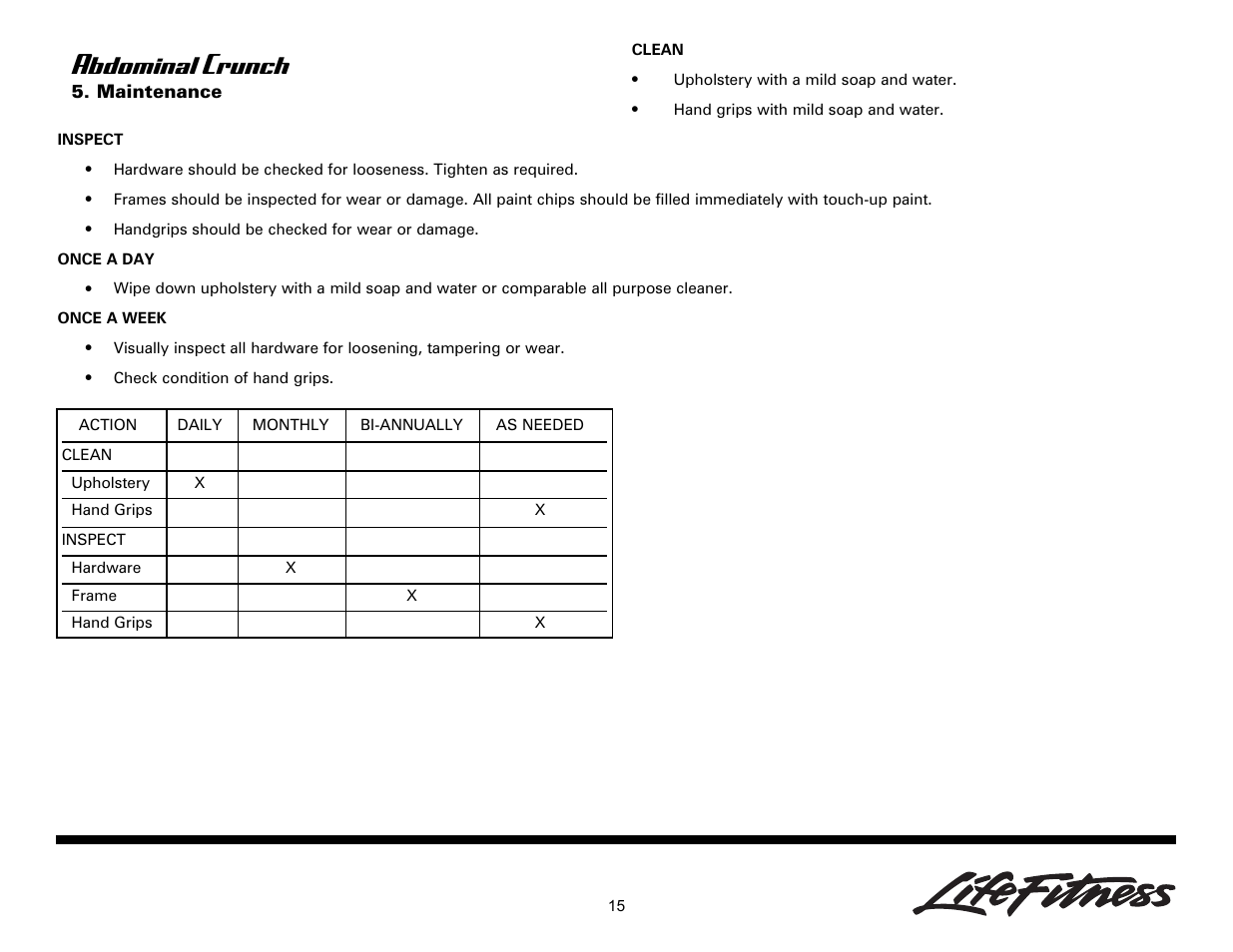 Abdominal crunch | Life Fitness Ab/Back Machine User Manual | Page 15 / 16