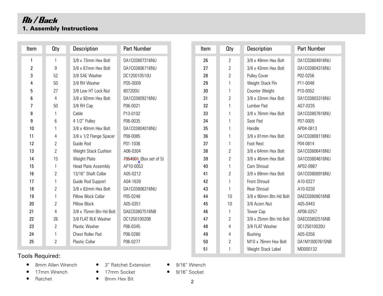 Ab / back | Life Fitness Ab/Back Machine User Manual | Page 2 / 16