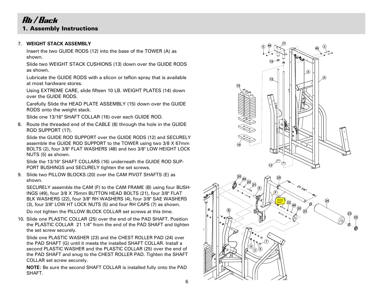 Ab / back | Life Fitness Ab/Back Machine User Manual | Page 6 / 16