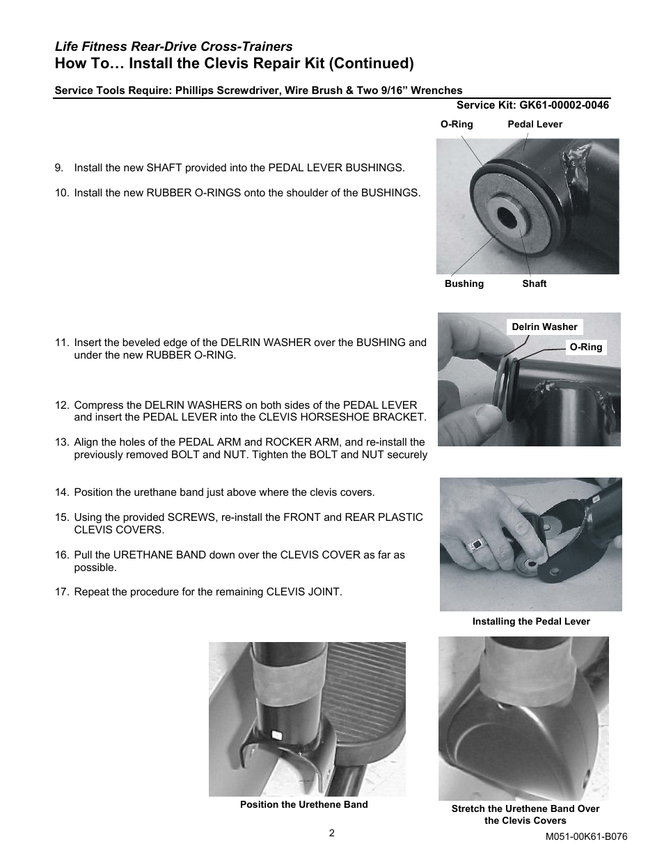 How to… install the clevis repair kit (continued) | Life Fitness Rear-Drive Cross-Trainer User Manual | Page 2 / 2