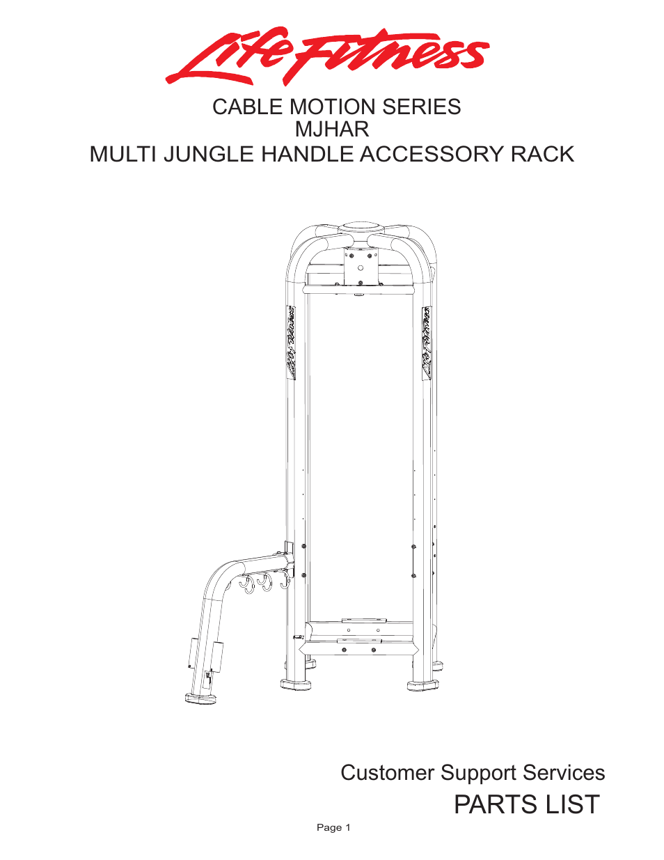 Life Fitness Muti Jungle Handle Accessory Rack MJHAR User Manual | 7 pages