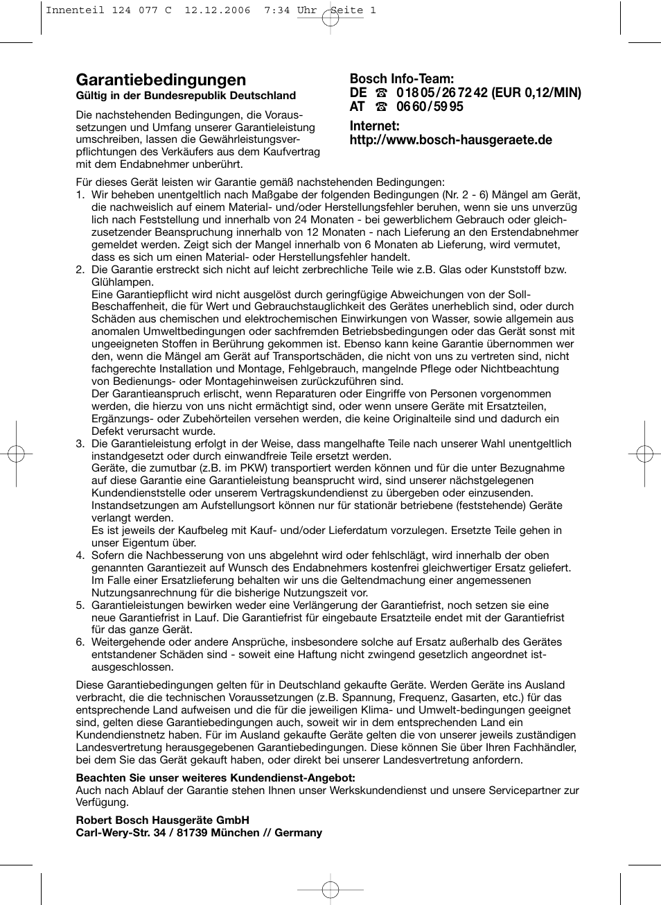 Garantiebedingungen | Bosch BSN1 User Manual | Page 95 / 95