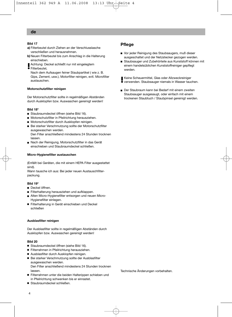 Pflege | Bosch BSGL 2MOVE2 User Manual | Page 6 / 90