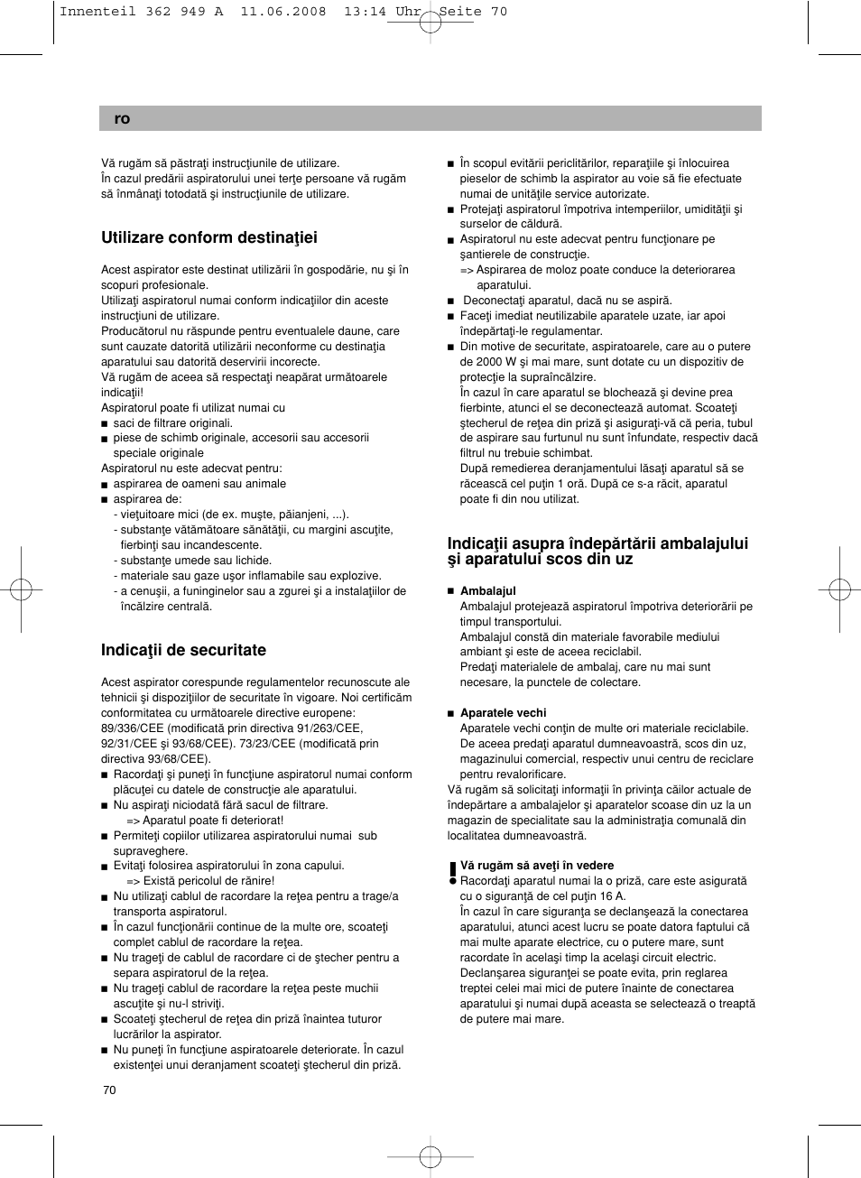 Utilizare conform destinaøiei, Indicaøii de securitate | Bosch BSGL 2MOVE2 User Manual | Page 72 / 90