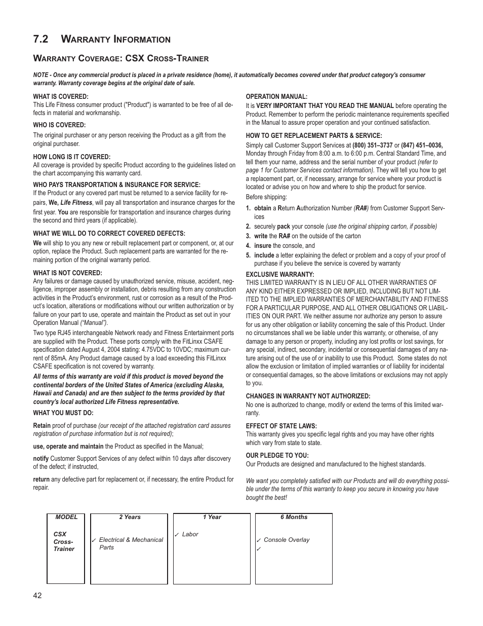 Csx c | Life Fitness INTEGRITY SERIES M051-00K61-A137 User Manual | Page 43 / 43