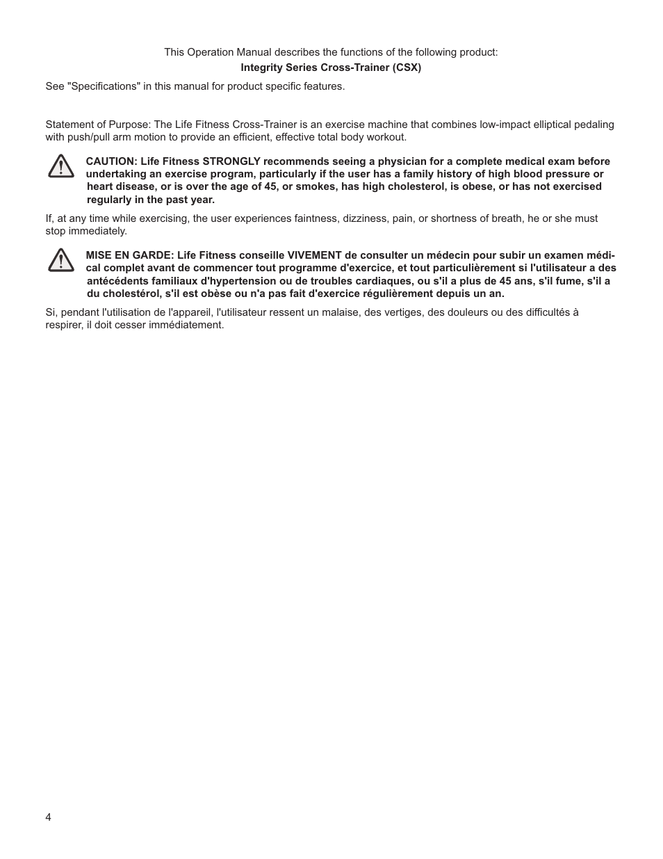 Life Fitness INTEGRITY SERIES M051-00K61-A137 User Manual | Page 5 / 43