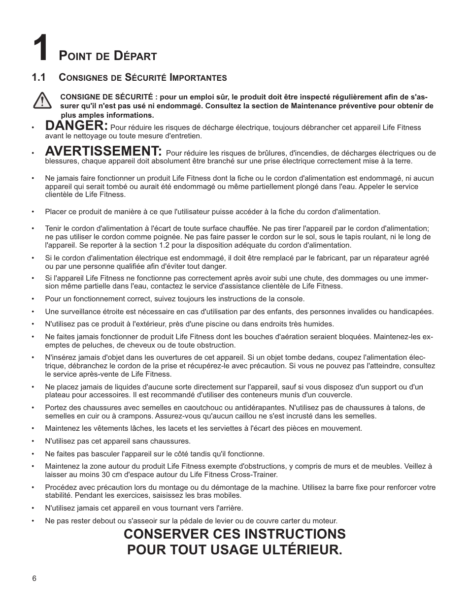 Danger, Avertissement | Life Fitness INTEGRITY SERIES M051-00K61-A137 User Manual | Page 7 / 43