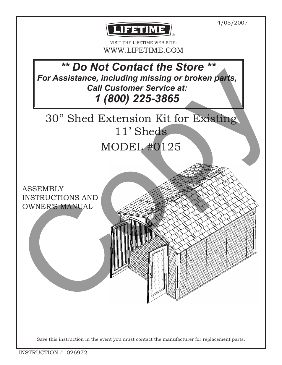 Lifetime 125 User Manual | 11 pages