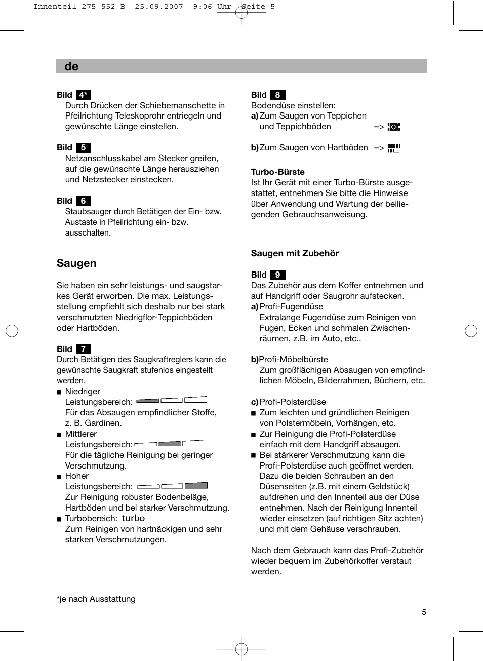 Saugen | Bosch BSG8PRO1 User Manual | Page 10 / 157