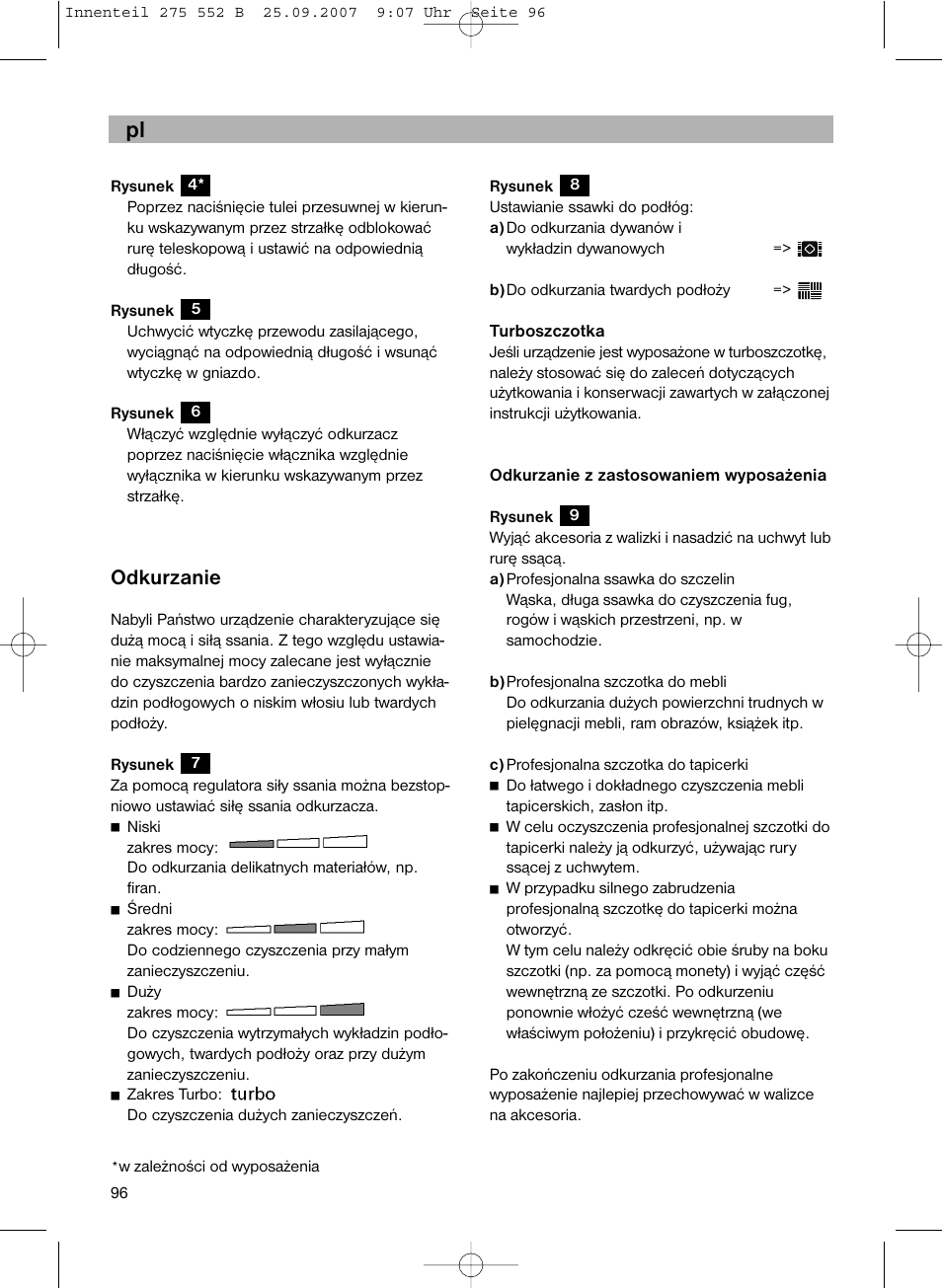 Odkurzanie | Bosch BSG8PRO1 User Manual | Page 101 / 157