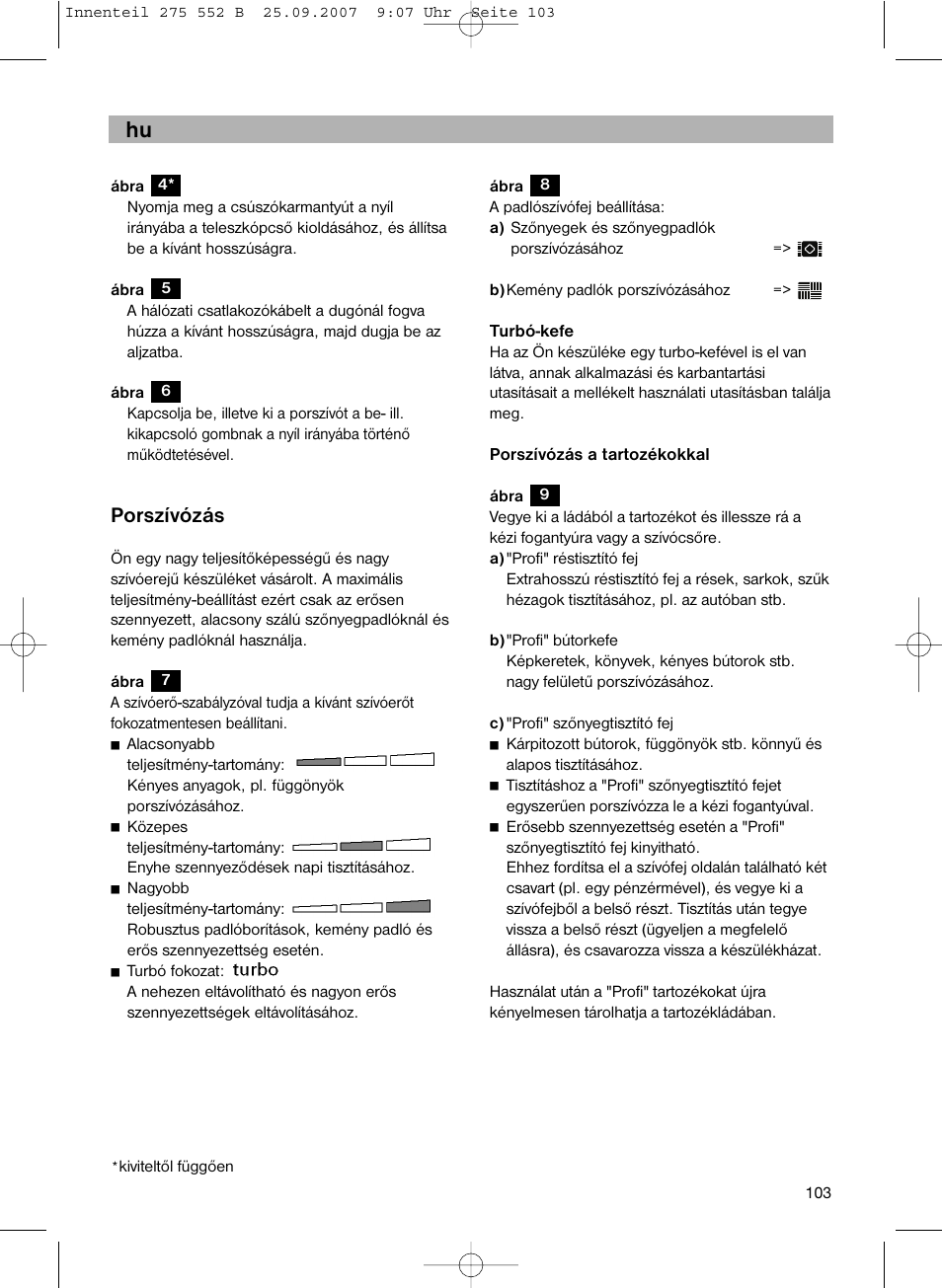 Porszívózás | Bosch BSG8PRO1 User Manual | Page 108 / 157