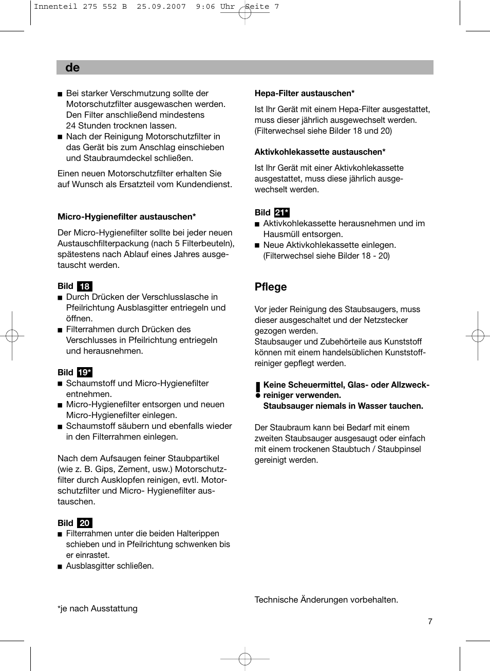 Pflege | Bosch BSG8PRO1 User Manual | Page 12 / 157