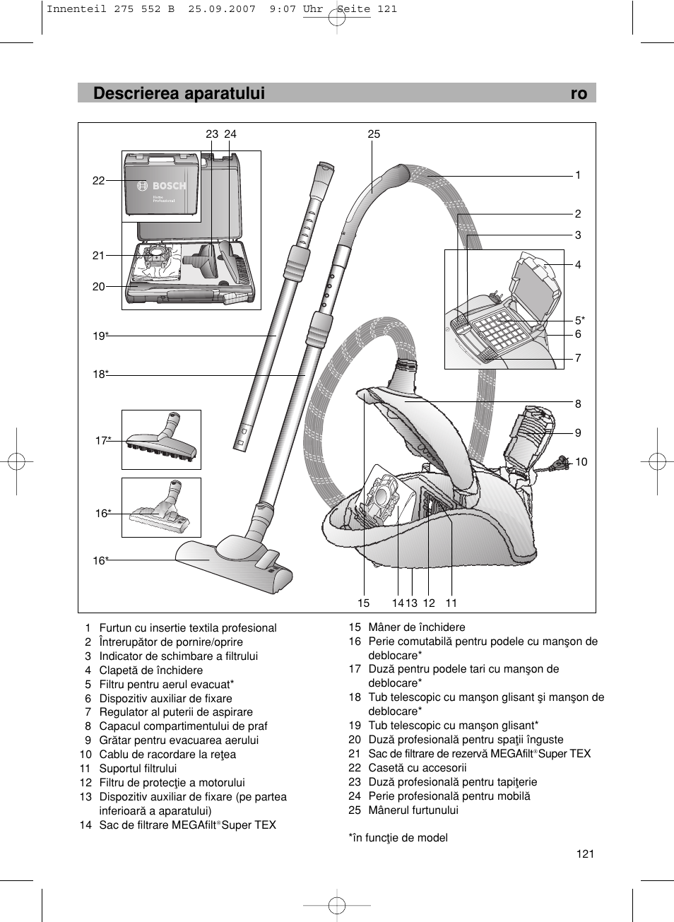 Ro descrierea aparatului ro | Bosch BSG8PRO1 User Manual | Page 126 / 157