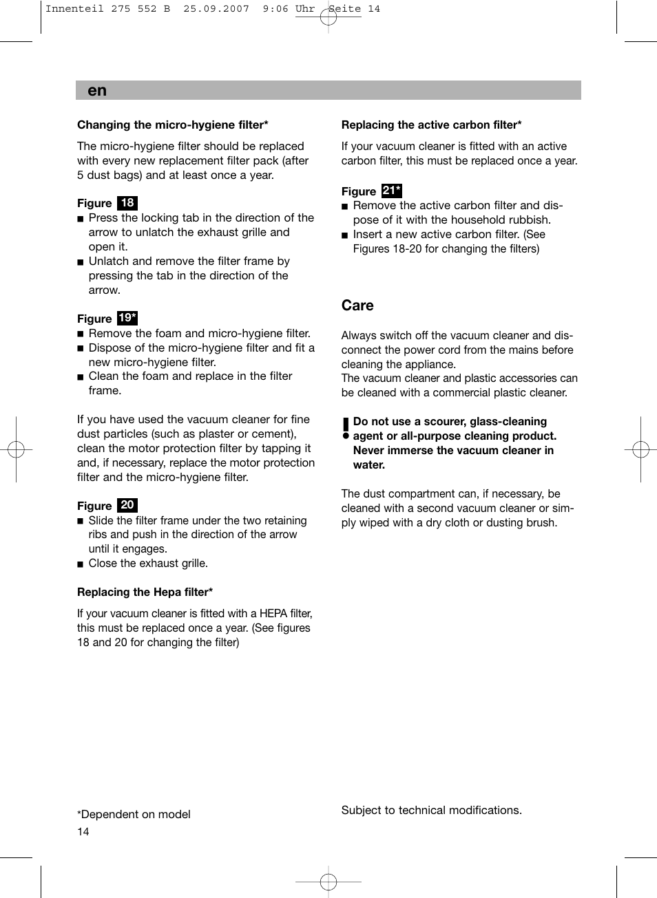 Care | Bosch BSG8PRO1 User Manual | Page 19 / 157