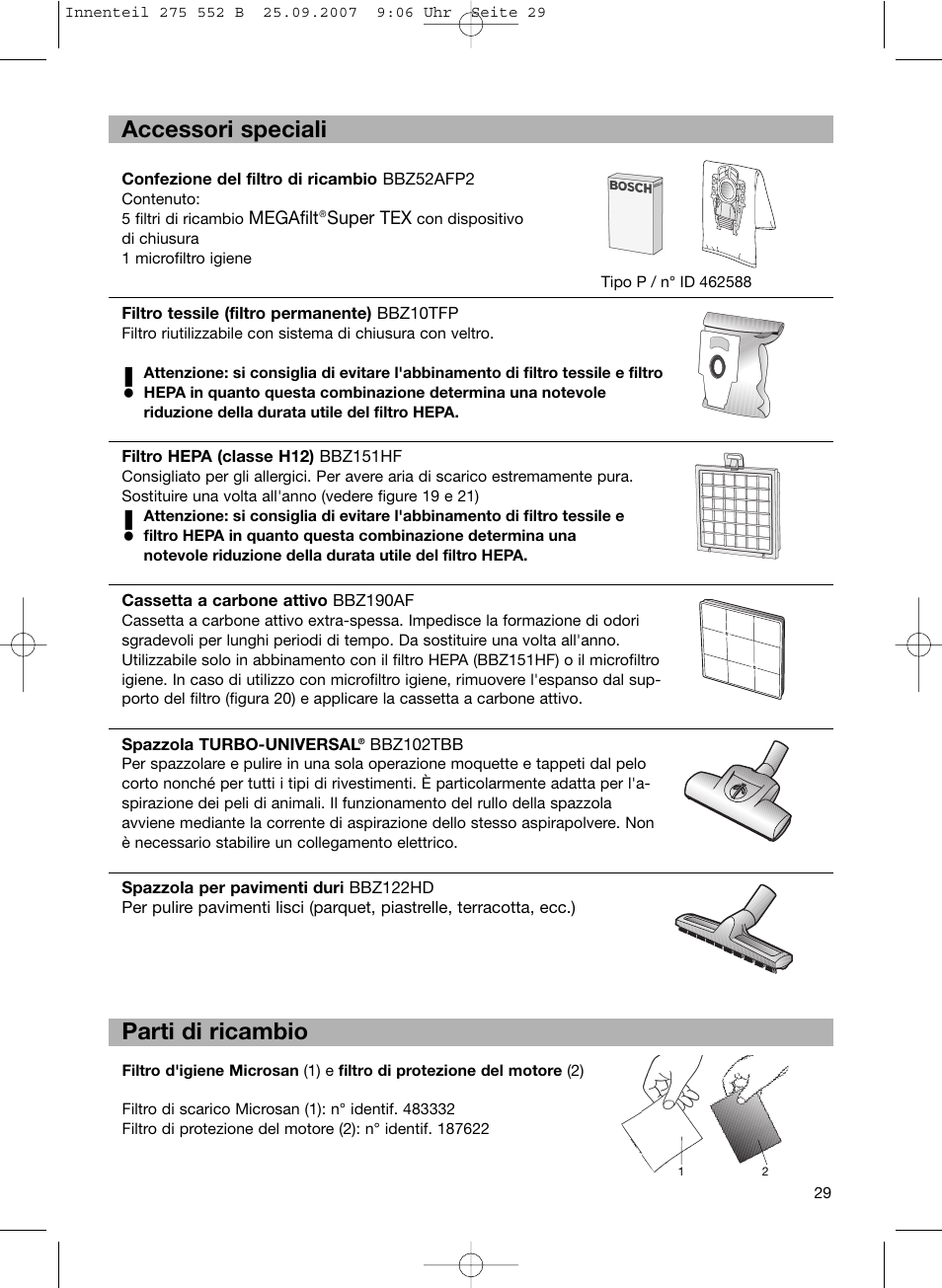 Accessori speciali parti di ricambio | Bosch BSG8PRO1 User Manual | Page 34 / 157