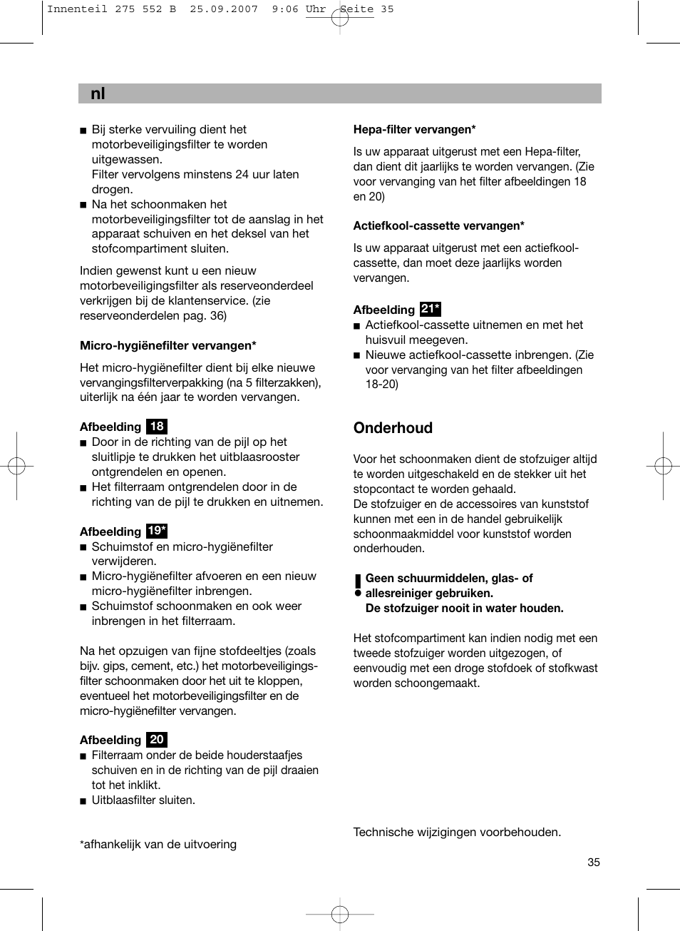 Onderhoud | Bosch BSG8PRO1 User Manual | Page 40 / 157