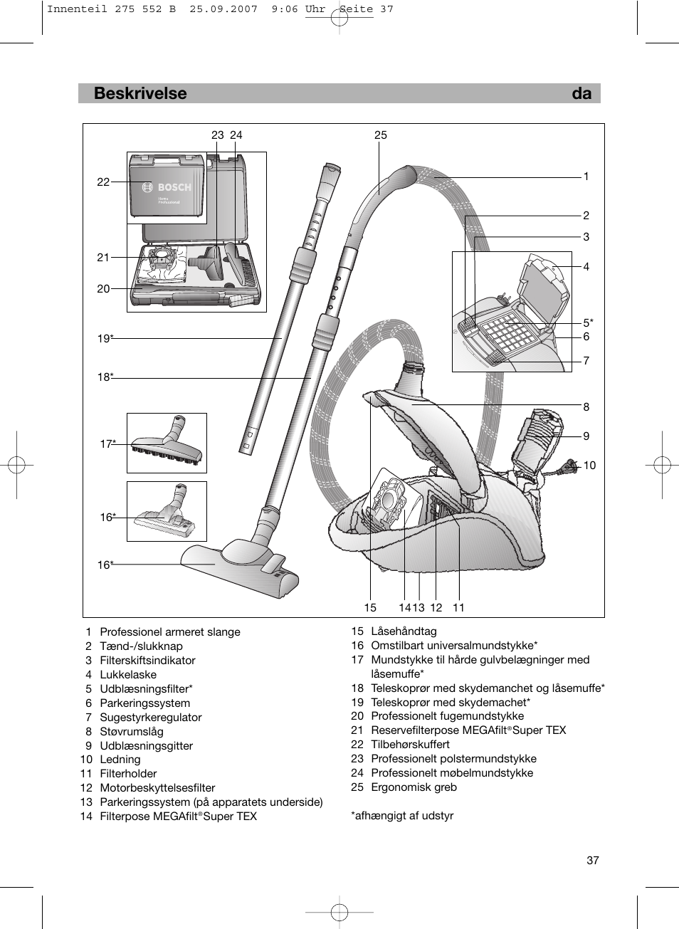 Da beskrivelse da | Bosch BSG8PRO1 User Manual | Page 42 / 157