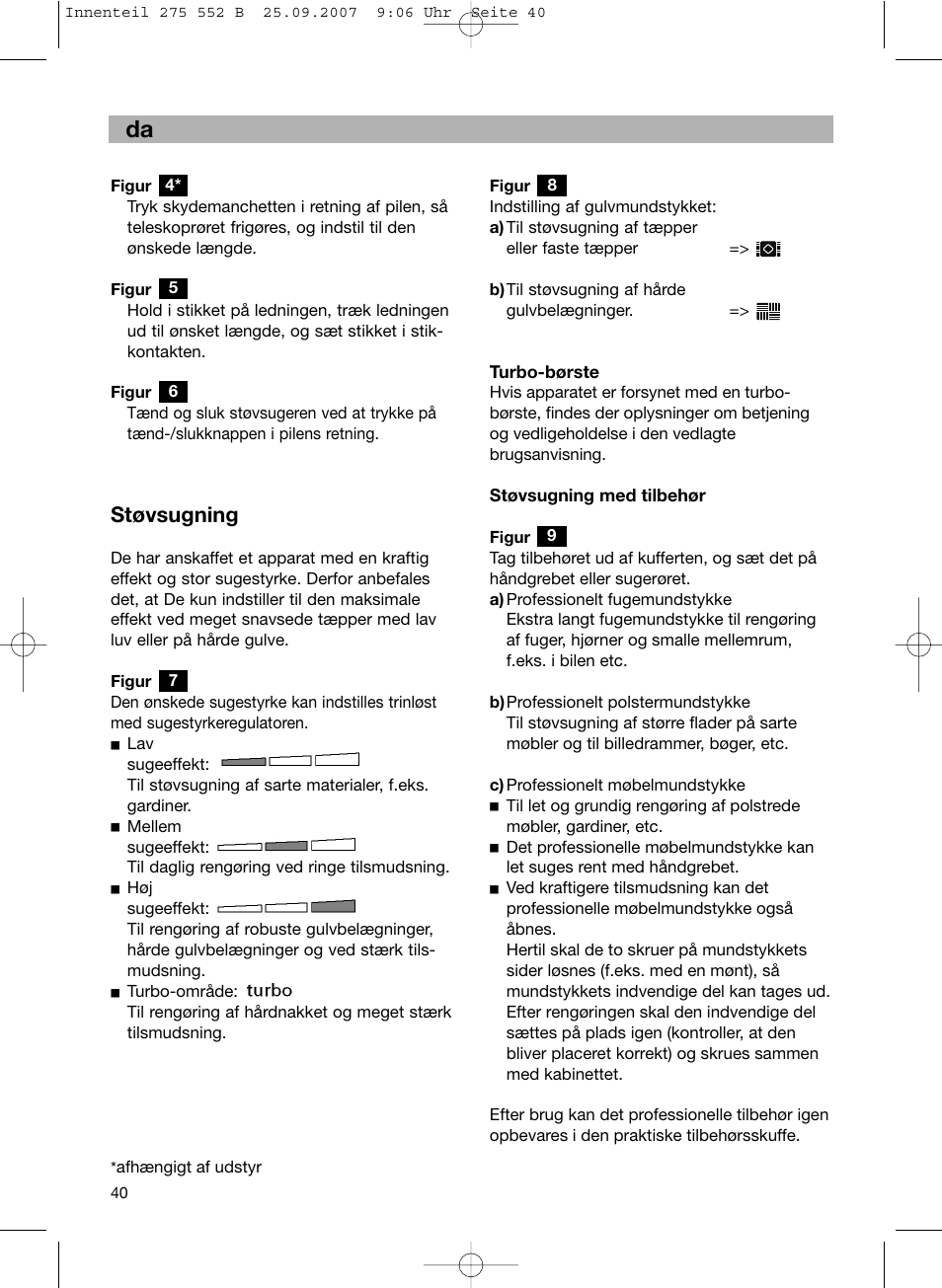 Støvsugning | Bosch BSG8PRO1 User Manual | Page 45 / 157