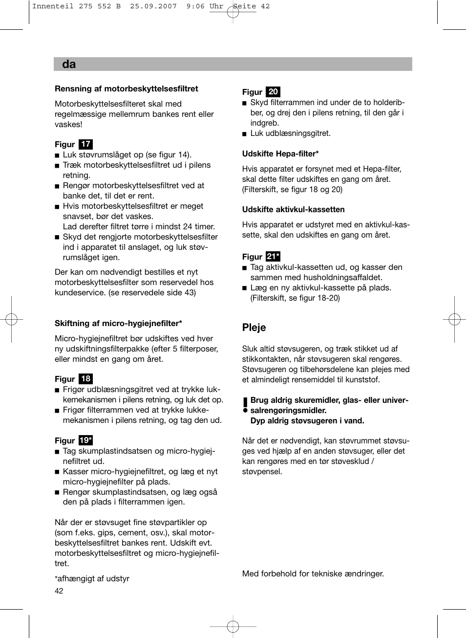 Pleje | Bosch BSG8PRO1 User Manual | Page 47 / 157