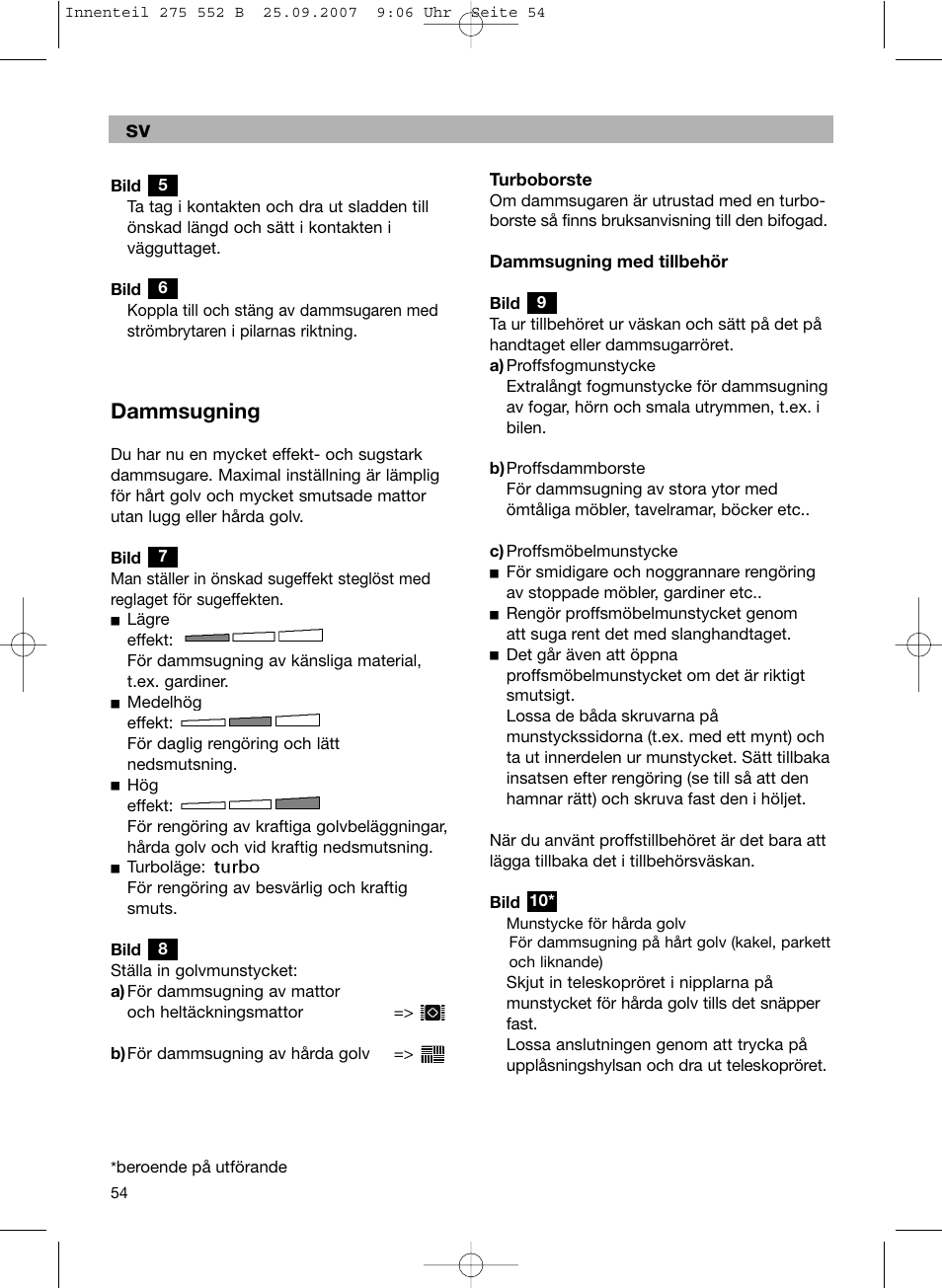 Dammsugning | Bosch BSG8PRO1 User Manual | Page 59 / 157