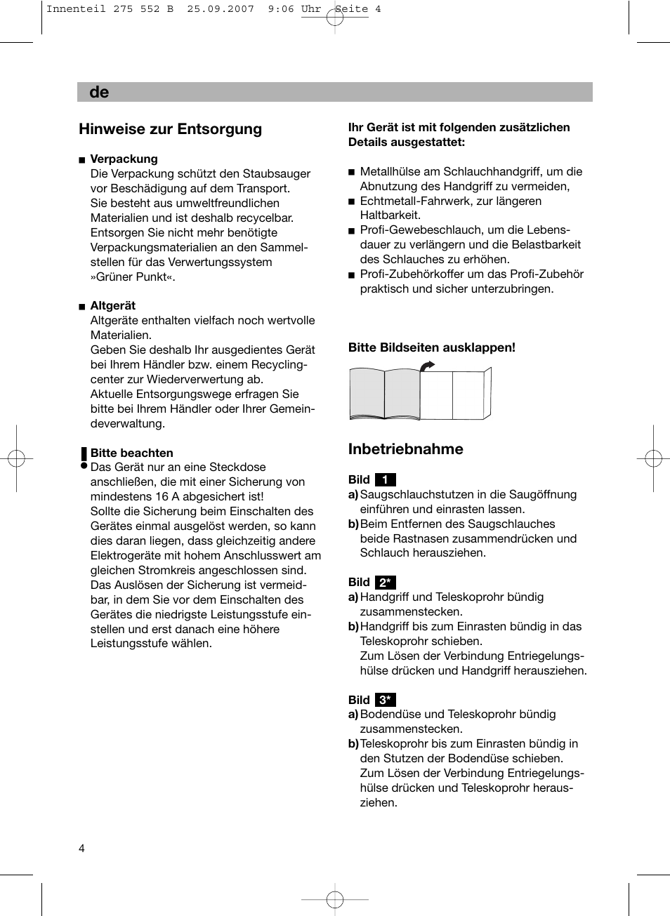 Hinweise zur entsorgung, Inbetriebnahme | Bosch BSG8PRO1 User Manual | Page 9 / 157