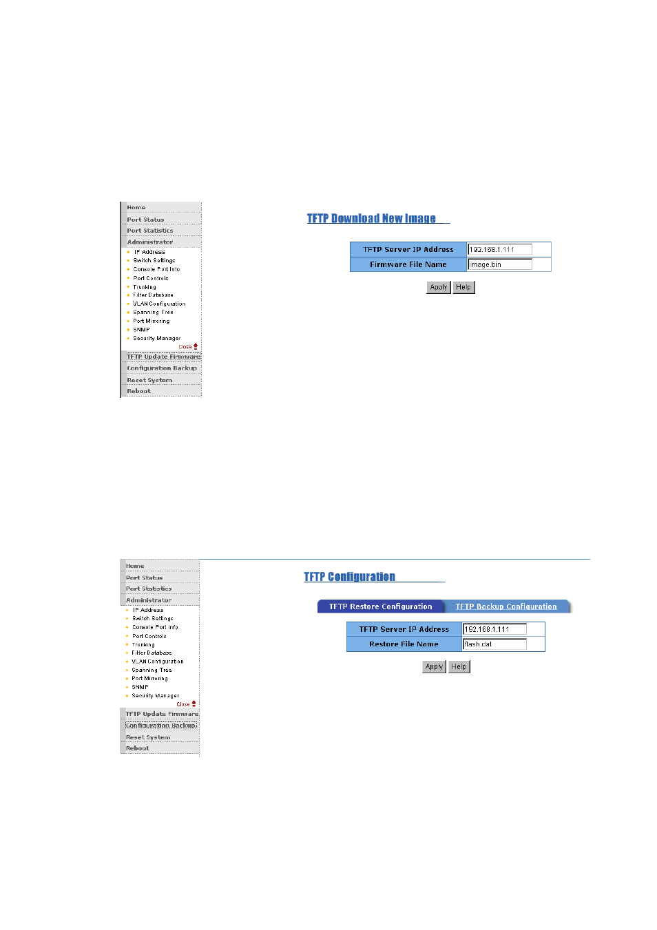 4-13-1. tftp restore configuration, 4-13-2. tftp backup configuration | Lobos Tech LB-FEA800M User Manual | Page 79 / 85