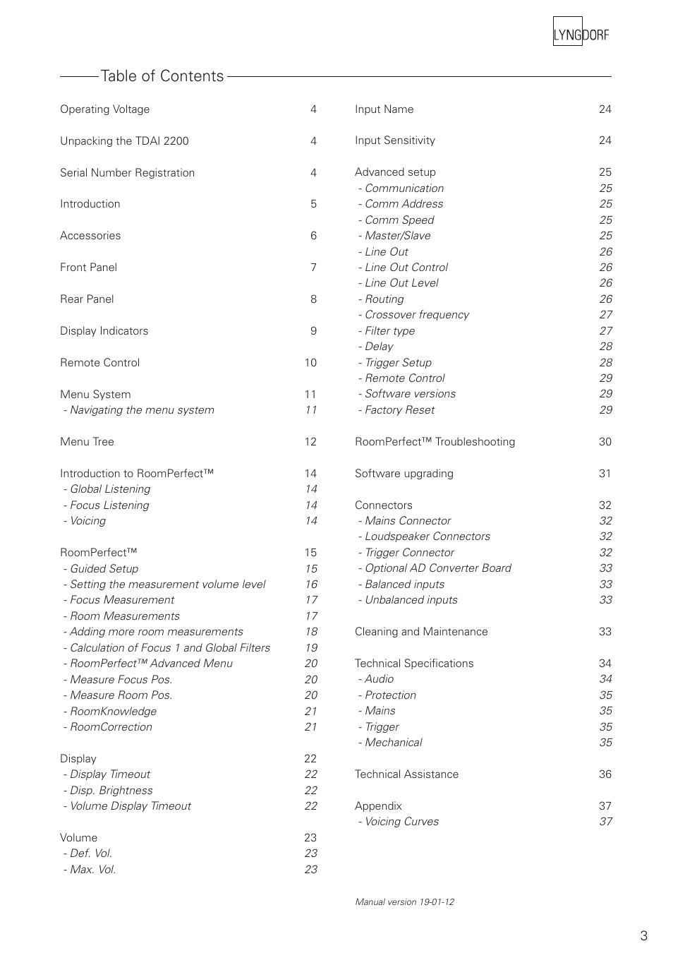 Lyngdorf Audio TDAI 2200 User Manual | Page 3 / 40