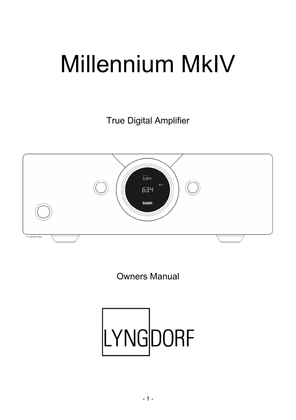 Lyngdorf Audio MkIV User Manual | 20 pages