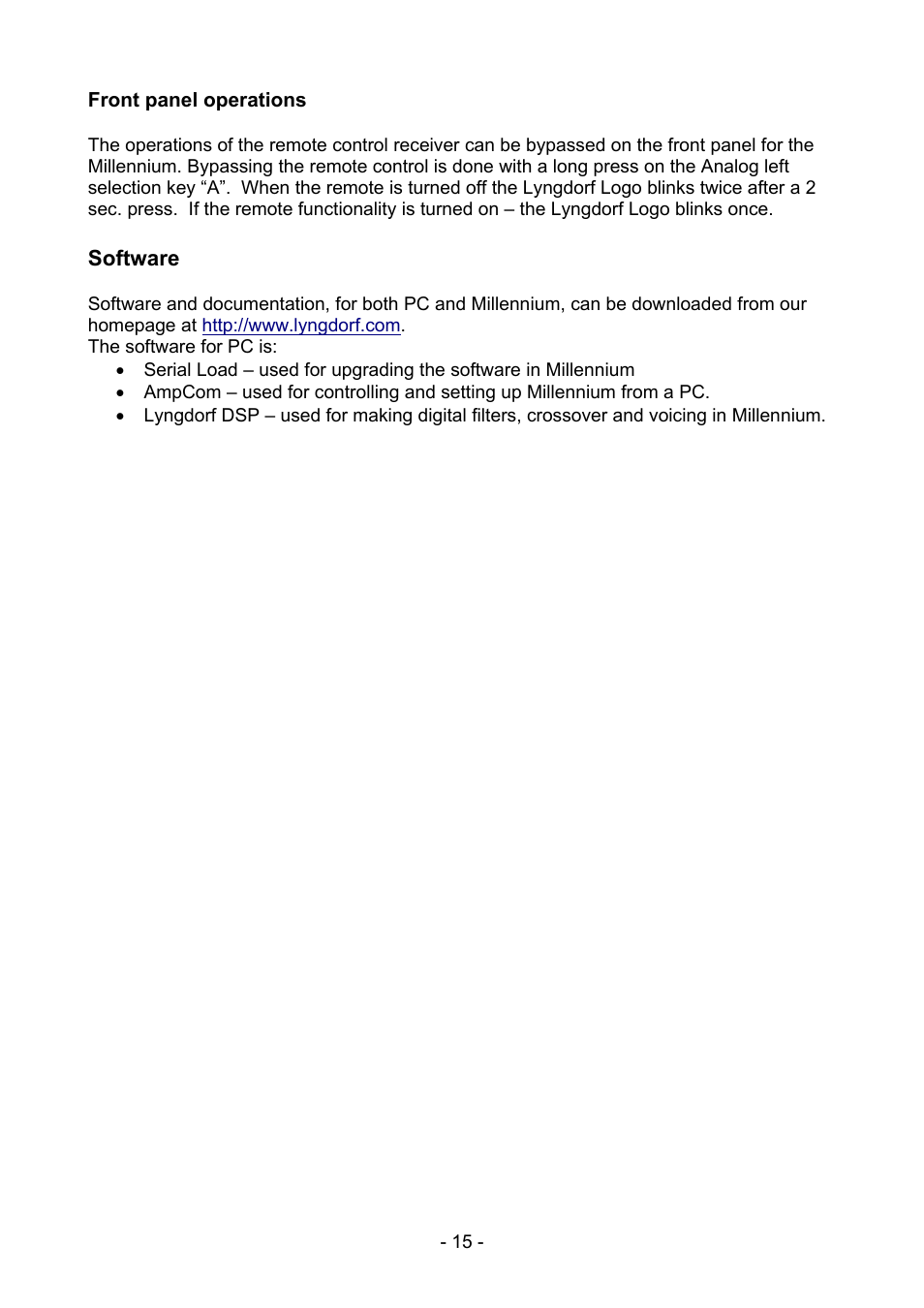 Lyngdorf Audio MkIV User Manual | Page 15 / 20