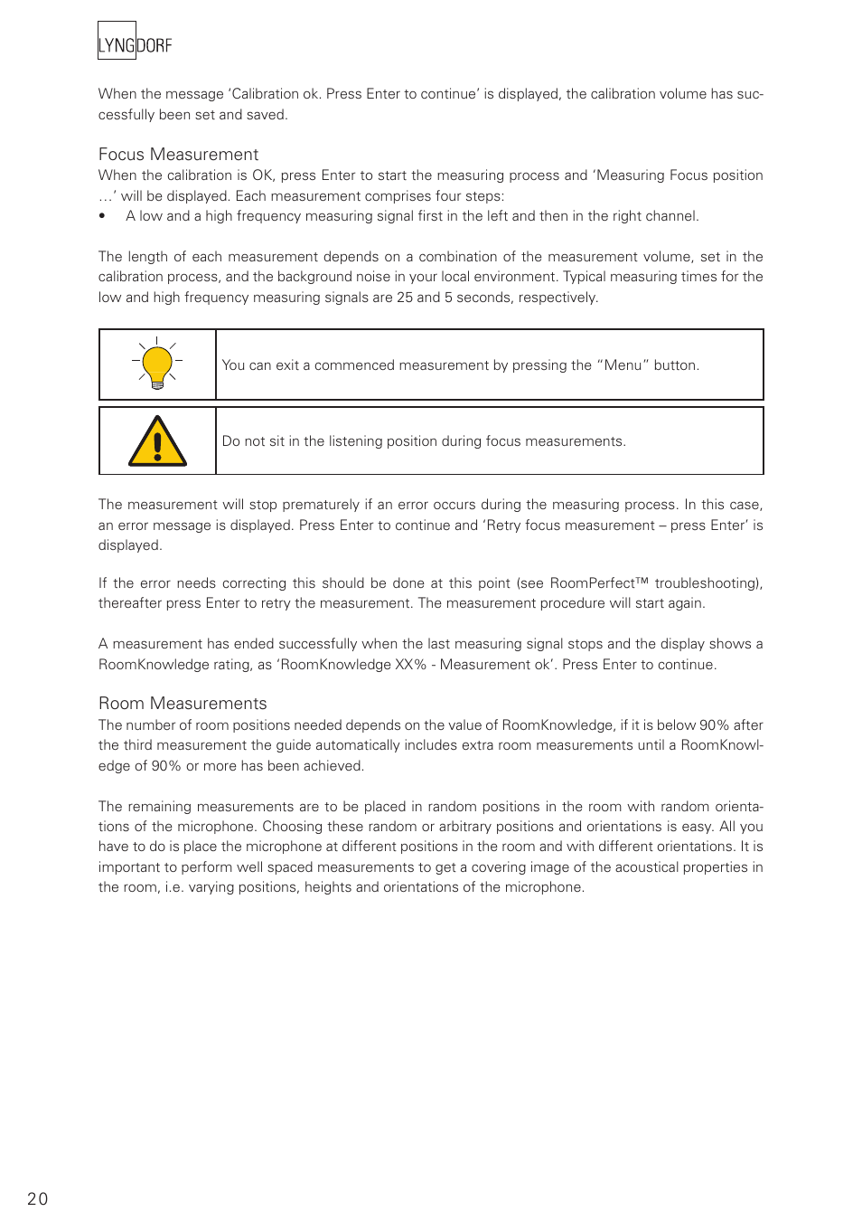 Lyngdorf Audio RoomPerfect RP-1 User Manual | Page 20 / 40