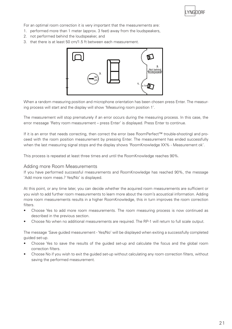 Adding more room measurements | Lyngdorf Audio RoomPerfect RP-1 User Manual | Page 21 / 40