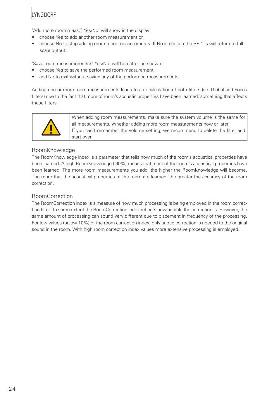 Lyngdorf Audio RoomPerfect RP-1 User Manual | Page 24 / 40