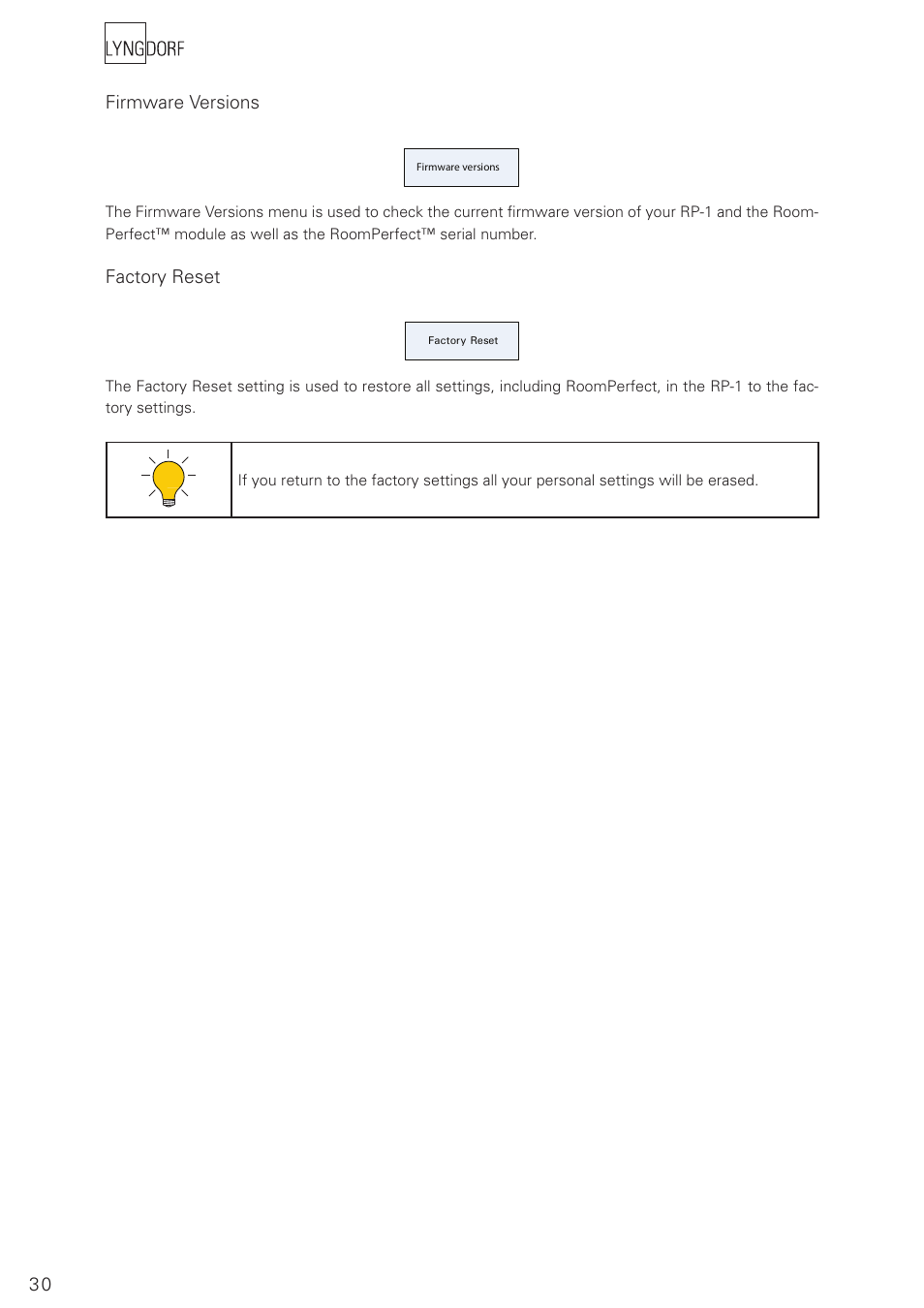 Lyngdorf Audio RoomPerfect RP-1 User Manual | Page 30 / 40