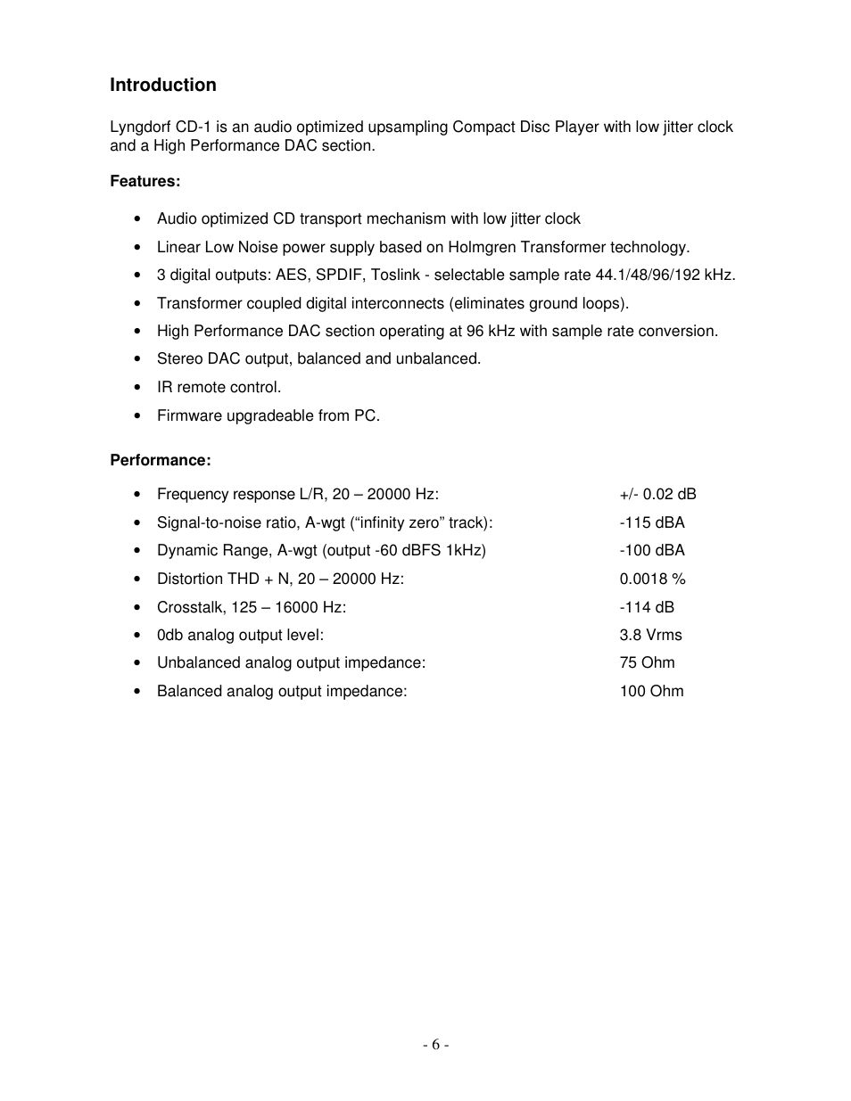 Lyngdorf Audio CD-1 User Manual | Page 6 / 21