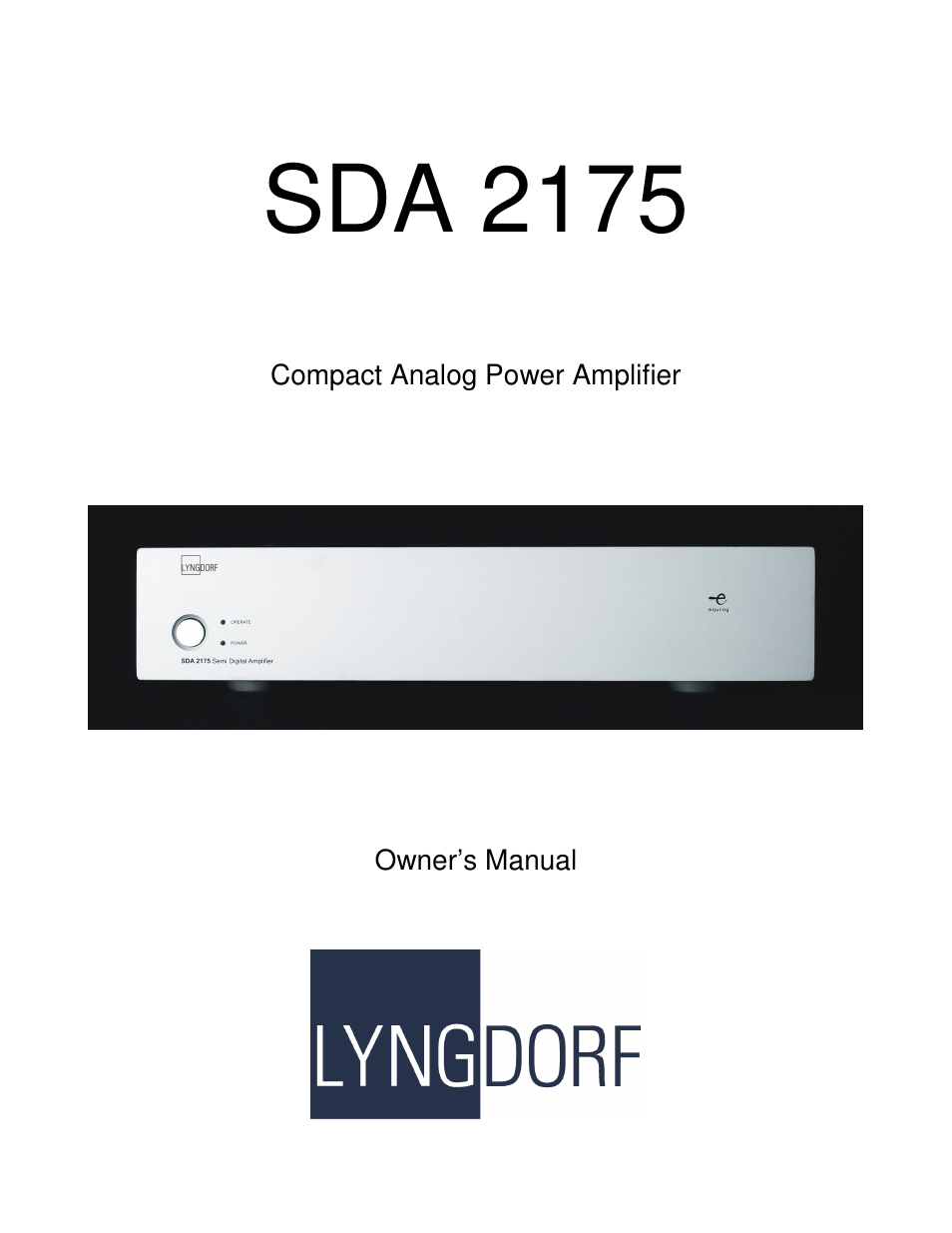 Lyngdorf Audio SDA 2175 User Manual | 12 pages