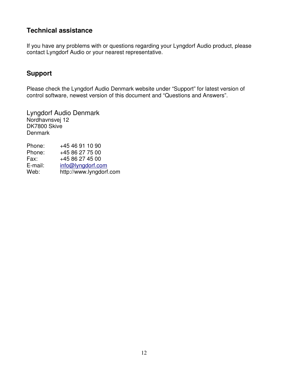 Lyngdorf Audio SDA 2175 User Manual | Page 12 / 12