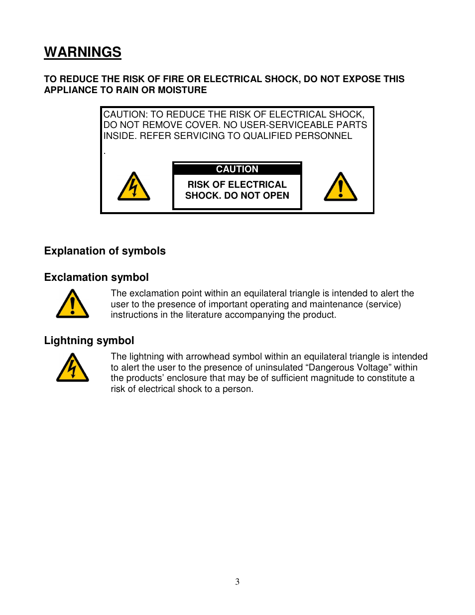 Warnings | Lyngdorf Audio SDA 2175 User Manual | Page 3 / 12