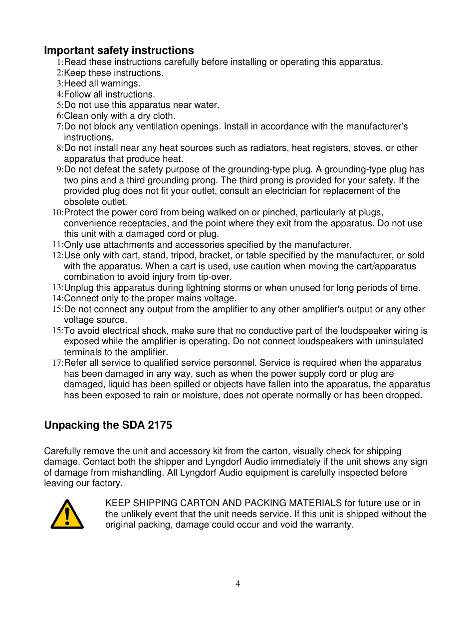 Lyngdorf Audio SDA 2175 User Manual | Page 4 / 12