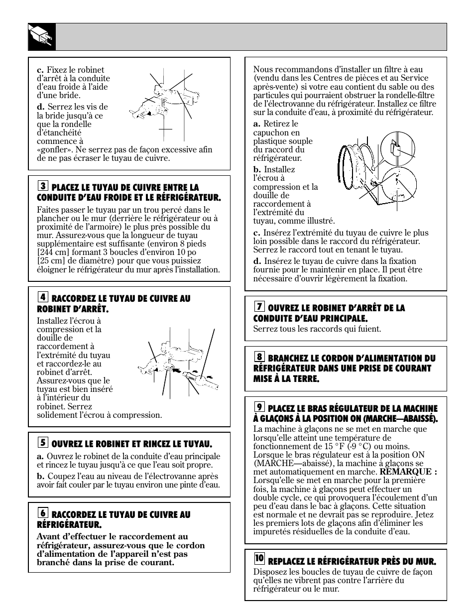 Directives d’installation de la conduite d’eau | LivinBox Storage Products Co. 24 User Manual | Page 50 / 92