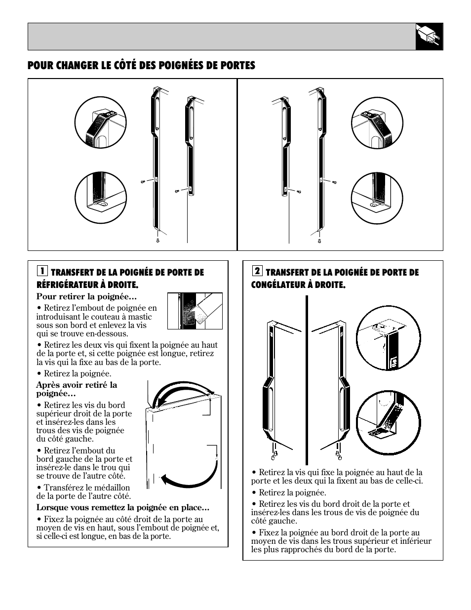 Pour changer le côté des poignées de portes | LivinBox Storage Products Co. 24 User Manual | Page 53 / 92