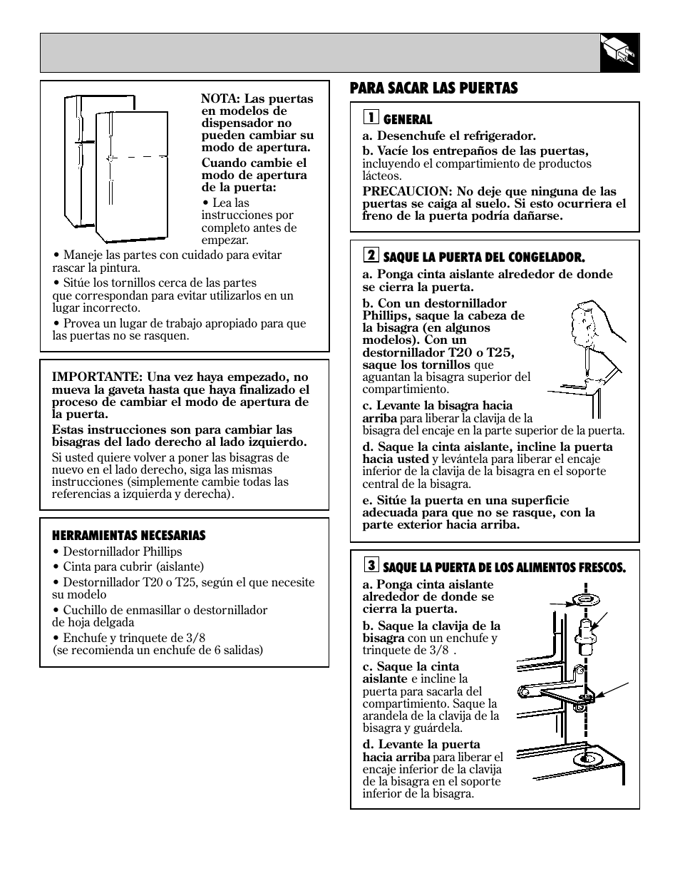 Para cambiar el modo de apertura de la puerta, Para cambiar el modo de apertura, De la puerta –84 | 81 para cambiar el modo de apertura de la puerta, Para sacar las puertas | LivinBox Storage Products Co. 24 User Manual | Page 81 / 92