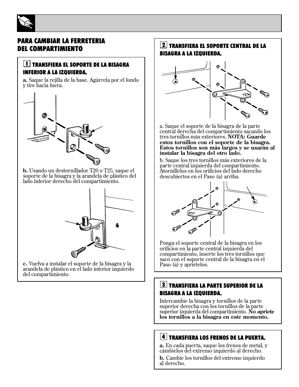 82 para cambiar el modo de apertura de la puerta, Para cambiar la ferreteria del compartimiento | LivinBox Storage Products Co. 24 User Manual | Page 82 / 92