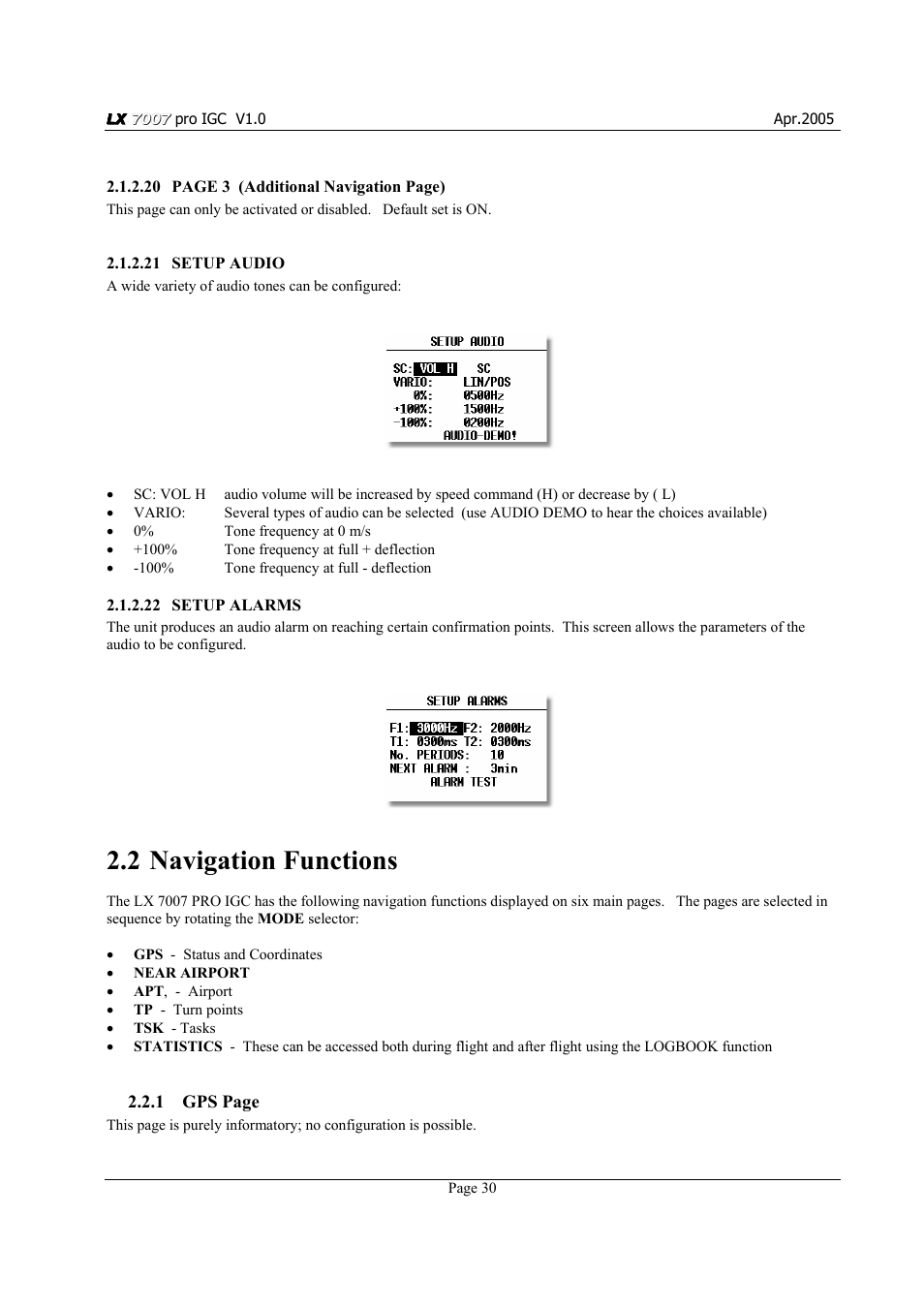 2 navigation functions | LXI LX7007 User Manual | Page 30 / 72