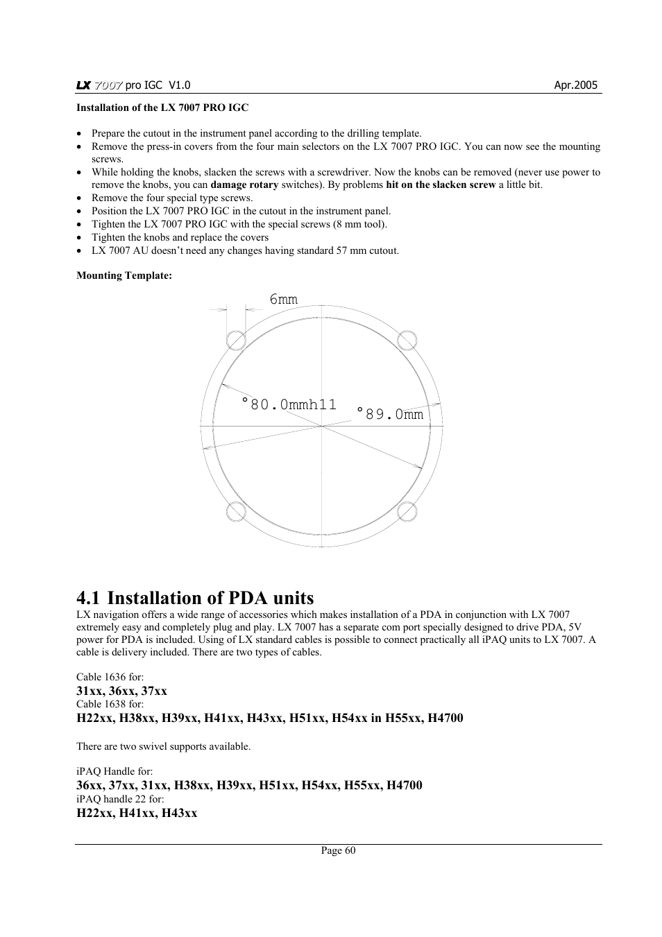 1 installation of pda units | LXI LX7007 User Manual | Page 60 / 72