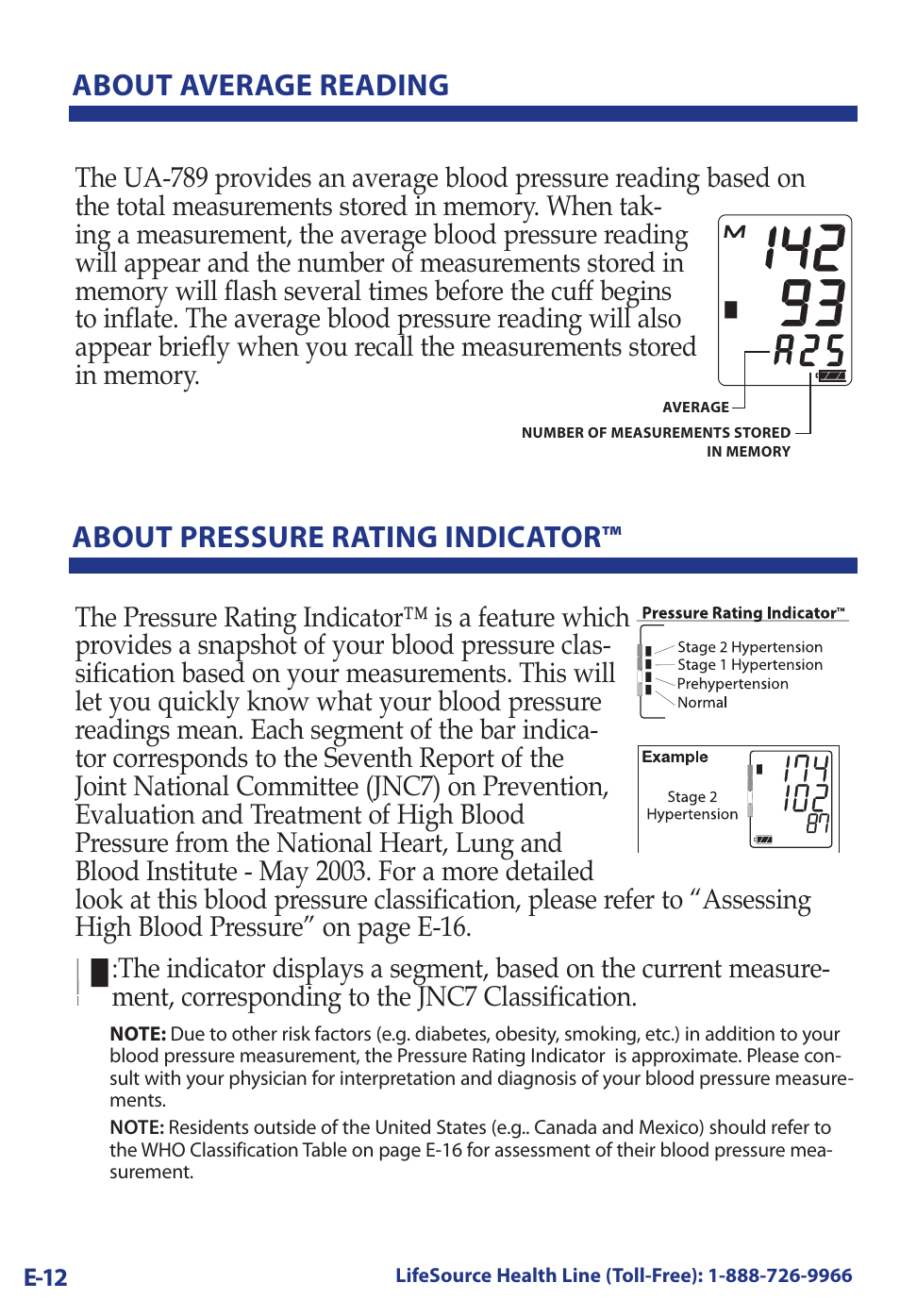 About average reading, About pressure rating indicator | LifeSource UA-789 User Manual | Page 16 / 27