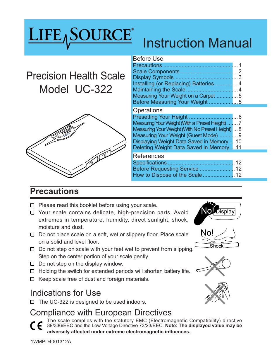 LifeSource UC-322 User Manual | 12 pages