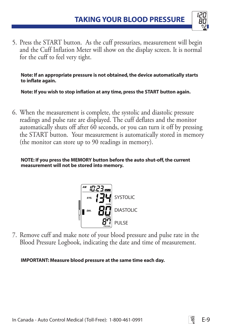 Taking your blood pressure | LifeSource UA-853 User Manual | Page 12 / 26